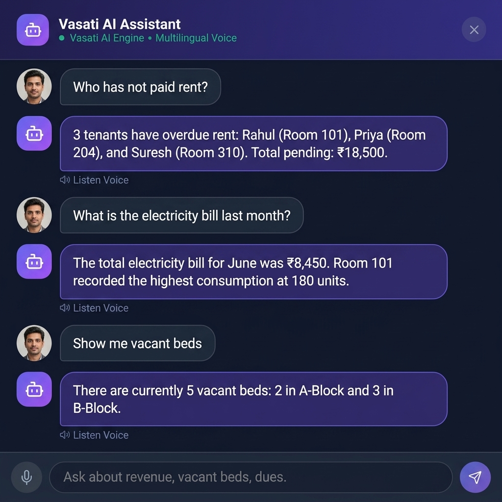 Vasati AI Chat interface